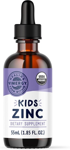[BRSROEA7CF4G2AYV] Vimergy Kids Organic Liquid Zinc Sulfate – For Children & Adolescence 1-18 Years Old, Fast-Absorbing Immune Support* – Promotes Healthy Bones, Hair & Skin. USDA Organic, Kosher, Vegan, Non-GMO – 55 mL