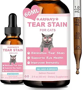 [BRSRAYA5B4NRSGTU] Tear Stain Supplement for Cat - Prevent and Eliminate Cats Tear Stains - Eye Health, Immune System Support - with Cranberry, Marshmallow, Vitamins - Salmon Flavor, 60ML