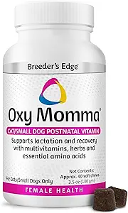 [BRSWKHDQCIFGG3A2] Breeder's Edge Oxy Momma Soft Chews, Postnatal Vitamin Supplement for Lactating Dogs and Cats, Supports Recovery, Hormones, and Next Pregnancy - for Small Dogs & Cats, 40ct Soft Chews