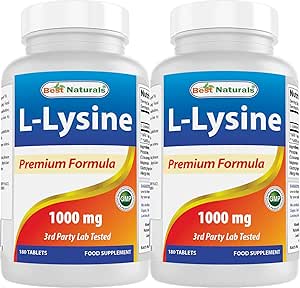 [BRSW2AYNOYIWY23K] Best Naturals L-Lysine 1000mg 180 Tablets (180 Count (Pack of 1)) (2 Bottles)