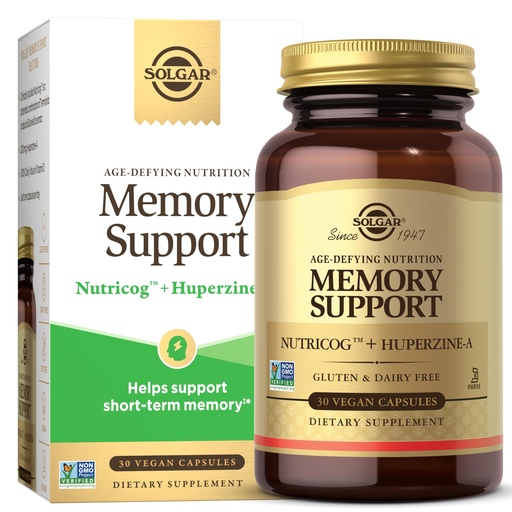 [BRSRAYY3CR4AEYIZ] Solgar Memory Support Brain Dietary Supplement for Memory and Focus, Clinically Studied Nutricog, Vitamin D & Huperzine-A, Nootropic Brain Health Supplement, Healthy Aging Support, 30 Servings