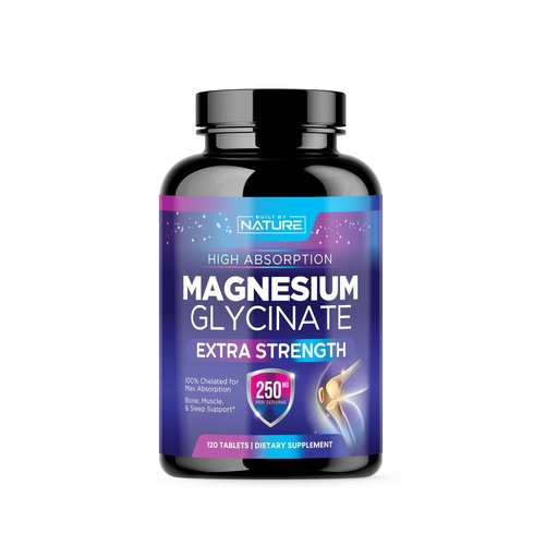 [BRSROAQLOAGQA3TA] Magnesium Glycinate 250mg - High Absorption Chelated Magnesium Supplement - 100% Pure Magnesium Glycinate - Stress, Sleep, Heart, and Muscle Health Support - Non-GMO, Vegan, Gluten-Free (120 Tablets)