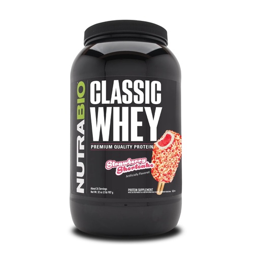 [BRSWGBDQCMGQY3A7] NutraBio Classic Whey Protein Powder Supplement - 25g of Protein Per Scoop - Full-Spectrum Amino Acid Profile with No Fillers, Artificial Colors, or Preservatives - Strawberry Shortcake, 2 Pounds