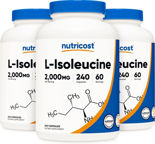 [BRSWECQTCUMAOF3O] Nutricost L-Isoleucine 2000mg Per Serving, 240 Capsules Per Bottle (3 Bottles)