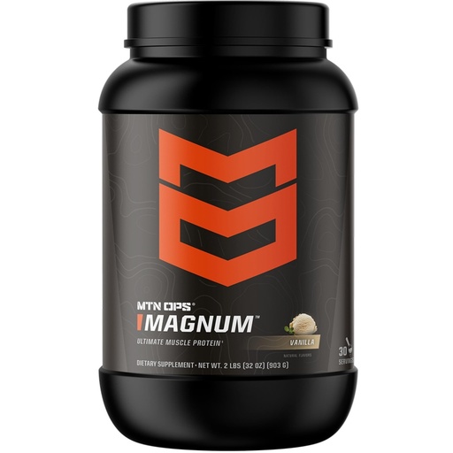 [BRSRAY34CJ4AMYA6] MTN OPS Magnum Protein Powder 23g Protein per Serving Whey Protein Blend with BCAAs Low Sugar Gluten Free 30 Servings Vanilla