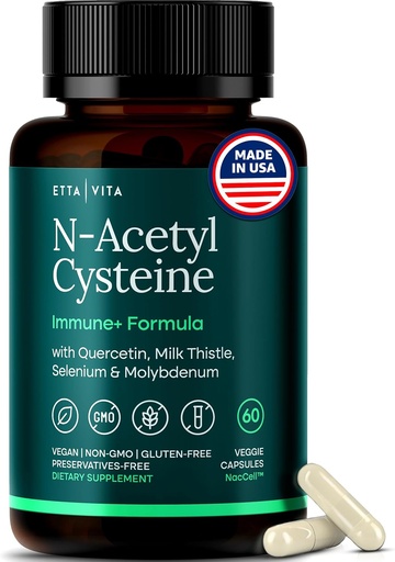 [BRSRMFD7OIDW23TO] Vegan Lever Detox & Cleanse - NAC Supplement N-Acetyl Cysteine 600 mg met quercetine, melkdistel, molybdeen en selenium, N-Acetyl-Cysteine Capsules voor Immune Support, Ademhalingsstelsel- en hersengezondheid