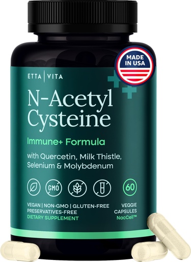 [BRSRMFD7OIDW23TO] Vegan Liver Detox & Cleanse - NAC Supplement N-Acetyl Cysteine 600mg with Quercetin, Milk Thistle, Molybdenum & Selenium, N-Acetyl-Cysteine Capsules for Immune Support | Diet Kits & Systems