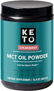 [BRSW22QQC5YBY2Q4] Perfect Keto MCT Oil Powder, Medium Chain Triglycerides, Ketogenic Non-Dairy Coffee Creamer and Bulk Supplement, 30 Servings (Strawberry)