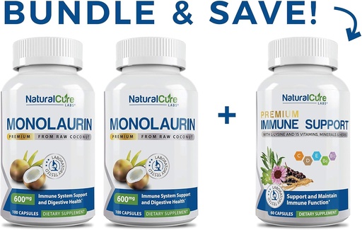 [BRSWYFABPIPRG3DU] Natural Cure Labs Monolaurin 600mg 2 Pack + Immune Support