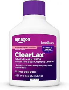 [BRSWGZLQA4BWG3T6]   Basic Care ClearLax, Polyethylene Glycol 3350 Powder for Solution, Osmotic Laxative, Unflavored, 1.11 pound (Pack of 1)