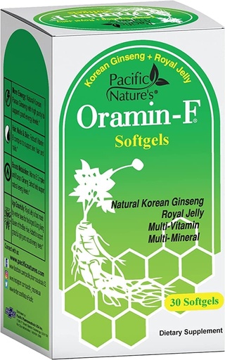[BRSRMZL4BV7RMCAU] Pacific Nature's Oramin F (30 Softgels) with Korean Ginseng, Royal Jelly, Vitamin B Complex, and Zinc for Energy, Immunity, & Nutritional Support