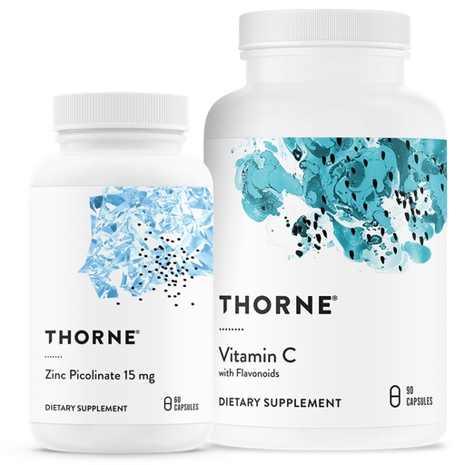 [BRSROHYDBMIWO2A4] THORNE - Immune Support Bundle: Zinc Picolinate and Vitamin C Capsules - 60 Servings