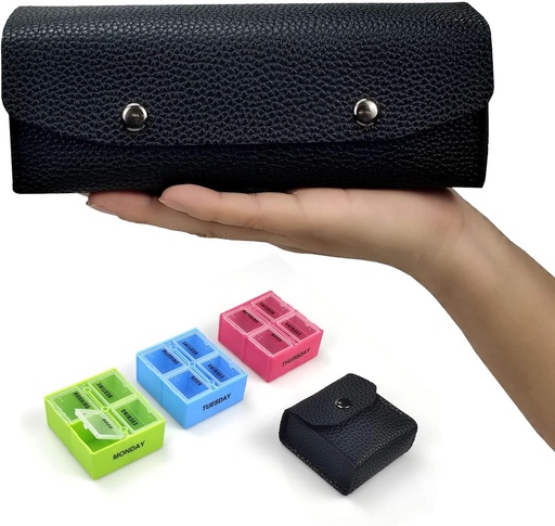 [BRSRMEIBC55RM3T6] VOFOON Travel Pill Organizer 4 Times a Day, Weekly Pill Box 4X a Day Medicine Organizer Pill Case for Vitamins Medicine Fish Oils Supplements