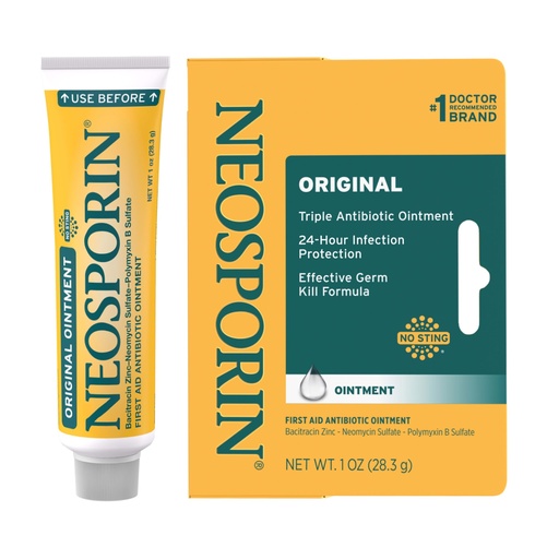 [BRSWIYYMAAMGG3QV] Neosporin Original First Aid Antibiotic Ointment for Wounds, Infection Protection Treatment, Germ-Killing Formula, Helps Minimize Appearance Of Scars for Minor Cuts, Scrapes, Burns, 1 Oz