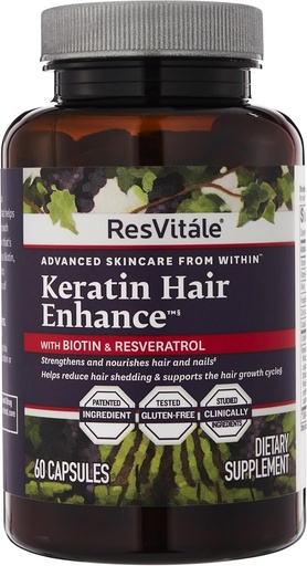 [BRSWG232OAHWA2DD] ResVitale Keratin Hair Enhance - Supplément Keratin pour la croissance des cheveux - 60 Capsules