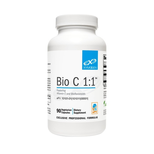 [BRSWIFYAB4NROYDC] XYMOGEN Bio C 1:1 - Vitamin C Supplement with Citrus Bioflavonoids for Immune System Support - 500 mg Ascorbic Acid - Gluten-Free & Non-GMO - 90 Capsules