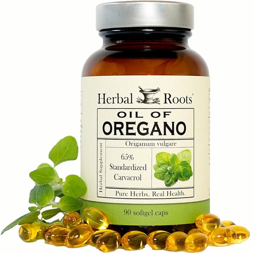[BRSWECQ5AR6RGCT6] Herbal Roots Oil of Oregano - Made from Mediterranean Oregano Oil - 90 Easy to Swallow Softgel Capsules - Extra Strength 150mg