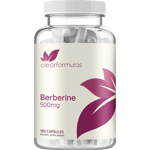 [BRSROHQLPMIAYFI2] Clear Formulas Berberine Supplement 500mg - Lab Tested Berberine 500mg Value Size - Vegan Non-GMO Made in the US & Gluten Free (6 Months Supply)