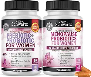 [BRSRABLRDF4AY2TG] BioSchwartz Probiotic Menopause Supplement for Women (1 Month Supply) Plus Prebiotics and Probiotics with Digestive Enzymes for Women (1 Month Supply)