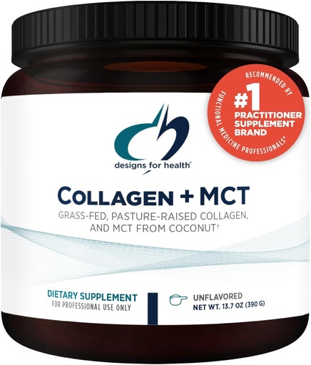 [BRSROHD3AQMWGF35] Diseños para Collagen de Salud + MCT, Desflavored - Hidrolyzed Grass-Fed Collagen Peptides with MCT Oil Powder to Promote Mental Focus, Sustained Energy, Skin & Gut Health (30 Servings)