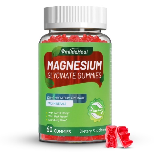 [BRSROHQZOFYQO3Q7] Magnesium Glycinate Gummies 600mg for Women & Men, with Magnesium L-Threonate 300mg, CoQ10 and Black Pepper, Vegan (60 Count)