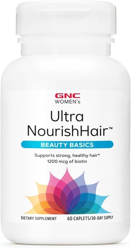 [BRSWIZIRBR6QA23K] GNC Women's Ultra NourishHair Vitamins | Supports Healthy Hair, Skin and Nails | Biotin with Vitamins C, E and Zinc | Daily Supplement | 60 Count