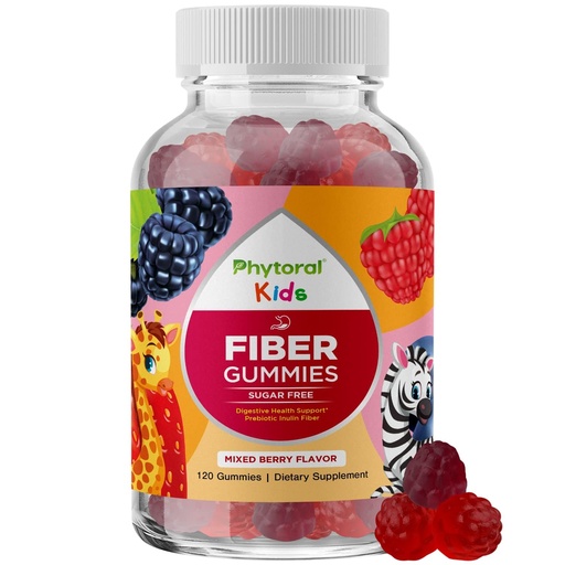 [BRSRM2Q2C54BGALP] High Prebiotic Fiber Gummies for Kids - Dietary Fiber Supplements for Digestion & Constipation - Chicory Root Kids Immune Gummies - Non-GMO & Vegan Digestive Nutritional Supplements - 120 Count