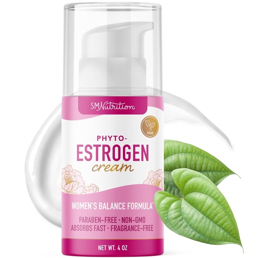 [BRSRMAI3AAMBAF3K] Phyto Estrogen Cream for Women with Wild Yam | Plant Based Hot Flash, Menopause & Menstrual Cycle Support | Black Cohosh, Dong Quai, Red Clover | 96 Topical Servings | 4oz Pump | Vegan, Paraben-Free