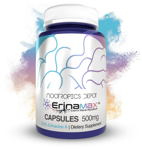 [BRSROFQBBUGWGGTJ] Nootropics Depot Erinamax Lion's Mane 500mg Capsules | Liquid Culture Mycelium | 2.5mg Erinacine A | Mood, Cognition, & Nerve Support | 120 Count