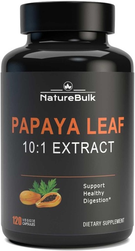 [BRSRAGARDEAQK2TB] Papaya Leaf Extract Capsules - 10X Strength, 120 Veg Capsules, Immune Gut & Super Digestive Health