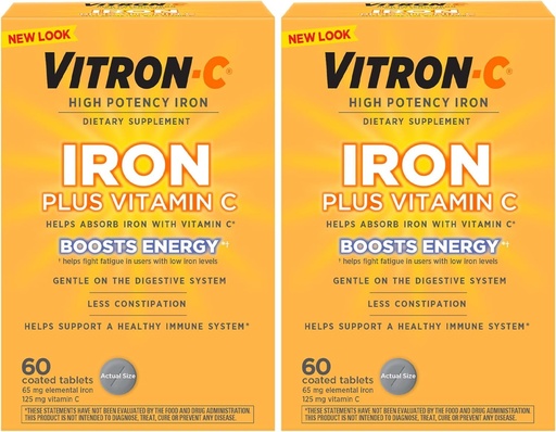 [BRSWIZ3RAYHRSYL6] Vitron-c High Potency Iron Supplement Tablets 60 Ct (Pack of 2)