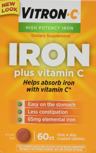 [BRSWIZ3RAYHRSYL6] Vitron-c High Potency Iron Supplement Tablets 60 Ct (Pack of 2)