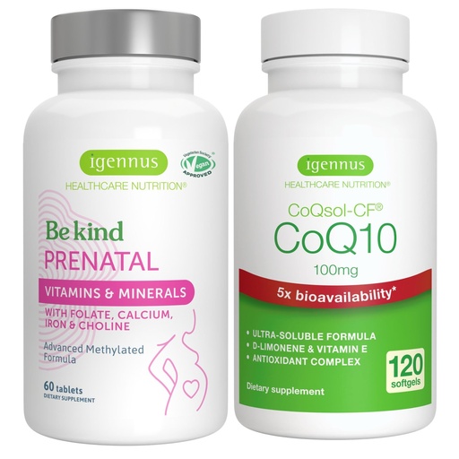 [BRSROHY3OAPB4EL7] Advanced Prenatal Multivitamin + High Absorption CoQ10 100mg 120 Softgels Pregnancy Support Bundle by Igennus