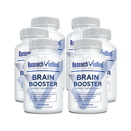 [BRSWYYYRDEIWO2Q6] Research Verified Brain Booster - Brain Supplement for Memory and Focus, Nootropic Supplement for Cognitive Support - 360 Vegan Capsules - 6 Bottles