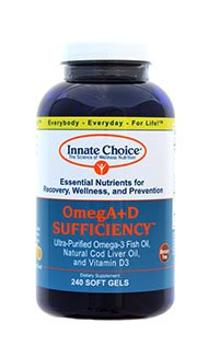 [BRSWIAQACQIBWA32] Omega 3, Fish Oil Capsules, OmegA+D By Innate Choice, Lemon 240 Capsules, Pharmaceutical Grade Fish Oil, 3rd Party Tested, Organically Filtered and Triple Purified, Natural Cod Liver Oil, Vitamin D3