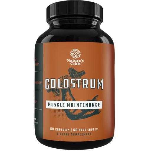 [BRSWYZ3RBF7QAG3K] Bovine Colostrum Capsules with Immunoglobulin G - Colostrum Supplement and Muscle Builder for Gut Health Joint Support Immune Health Bone Strength and Brain Support Probiotic Supplement - 60 Count