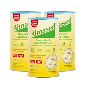 [BRSW2AAOAEBAICDH] Almased Vanilla Meal Replacement Shake - Low-Glycemic High Plant Base Protein Powder- Nutritional Weight Health Support Supplement - Vanilla Flavor - 17.6 oz (1.1 Pound (3 Pack))
