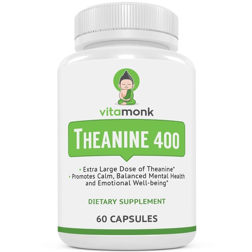[BRSRMGQ3O4HQA2DK] VitaMonk L Theanine 400mg Supplement - L-Theanine 400mg with No Artificial Fillers - Extra Strength L Theanine Supplement - Ltheanine 60 Capsules