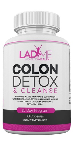 [BRSWGGQBBF4B6YI6] Pure Colon Cleanse & Detox 15 Day Program - Herbal Laxative Constipation Relief with Psyllium Husk, Cascara Sagrada & Senna Leaves - Special Women Intestinal Cleanser by Ladyme - 30 Capsules