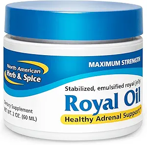 [BRSWIY3ROAOQIGTA] North American Herb & Spice Royal Oil - 2 fl. oz. - Raw Royal Jelly - Healthy Adrenal Support, Fights Stress - High in 10-HDA & B Vitamins - Non-GMO - 20 Servings