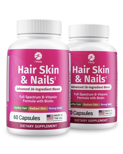 [BRSROEAECR7QMEIU] 1 Body Hair Skin Nails Growth Vitamin with Biotin - Complete Formula for Men & Women - 2 Pack