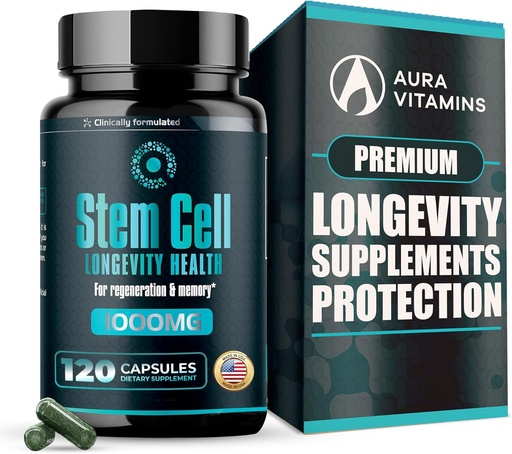 [BRSRAYY5AQJQ4YA3] Premium Stem Cell Suplementos 1000mg (120 Caps) Inmunity Boost, Reducir la Soreidad Conjunta, Soporte Natural Anti-Aging &amp; Longevity with Spirulina & Clorella for Vitality, Celulas Madre Health Formula