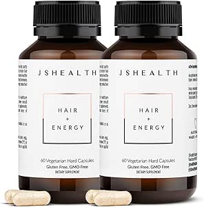 [BRSRMBQ5C56BE2DV] JSHealth Vitamins Hair + Energy Formula | Hair Vitamins for Women and Men with Iodine and Zinc | Supports Hair Strength, Energy Levels, and Healthy Hair Maintenance (60 Capsules Pack of 2)