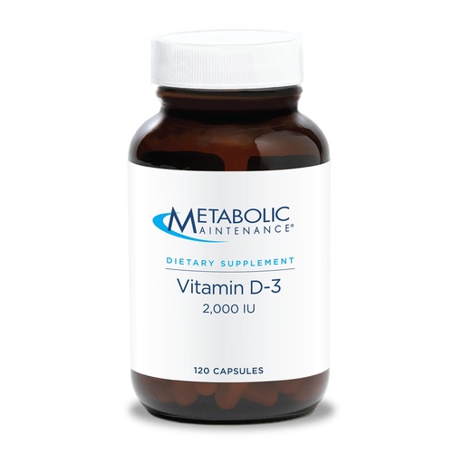 [BRSWIZQIDJ4BA3LU] Metabolic Maintenance Vitamin D3 2000 IU - Delivers 50 mcg Vitamin D3 - Supports Bone Strength, Immune Balance & Mood Wellness - 120 Servings - 120 Capsules