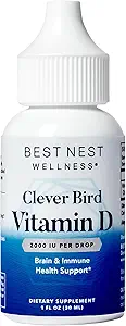 [BRSWKEANOANGGHD6] Best Nest Wellness Vitamin D Drops- Liquid Vitamin D3 Supplement, Vitamin D3 Liquid Drops for Adults & Kids, Non-GMO VIT D Drops, Vitamin D Liquid Drops, 2000 IU per Serving (One Drop) 1oz