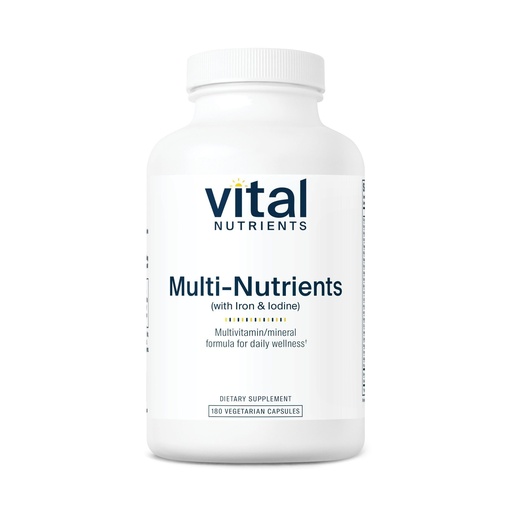 [BRSWIYQFBUNR2YIV] Vital Nutrients Multi-Nutrients with Iron and Iodine - Vegetarian Multivitamin and Mineral Supplement with Iron - Gluten, Dairy, Soy Free - Non-GMO - 180 Capsules
