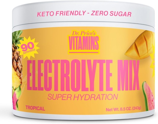 [BRSWGBQLBN6BA3TO] Dr. Price’s Electrolyte Mix | Sugar-Free Hydration Powder with 72+ Trace Minerals | No Sugar, Fast-Dissolving Electrolytes Powder Packets | Tropical, 90 Servings