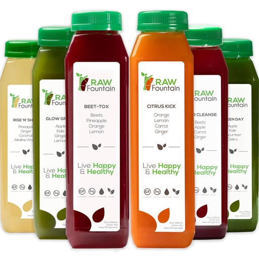 [BRSROGAOOEDQEFLJ] 1 Day Juice Cleanse by Raw Fountain, All Natural Raw Detox Cleanse, Juicing for Body Reset, Cold Pressed Juice Fast, Great Way to Jumpstart a Healthy Diet 6 Bottles 12oz
