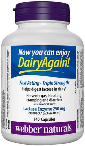 [BRSWGGL7DMHQEGY6] Webber Naturals Ένζυμο Lactase Extra Strength 140 Κάψουλες