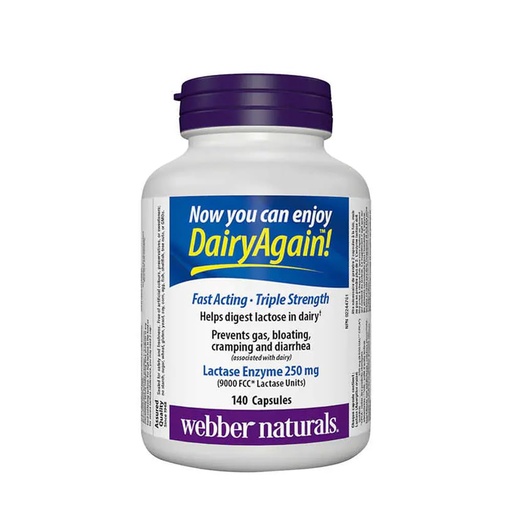 [BRSWGGL7DMHQEGY6] Webber Naturals Lactase Enzyme Extra Strength 140 Capsules